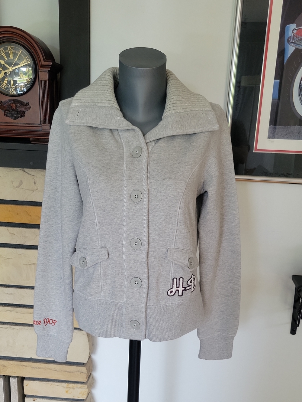 Harley-Davidon Sweatshirt Jacket Large Gray